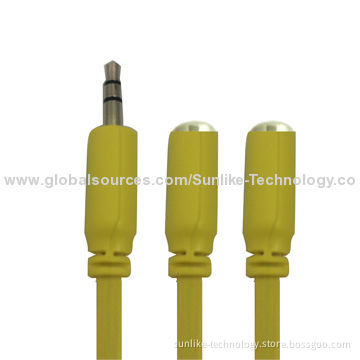 Splitter Cables with 3.5mm Jack, Super Soft Flat Line, Half Shiny, Half Matte, 3.5 SP Male-Female